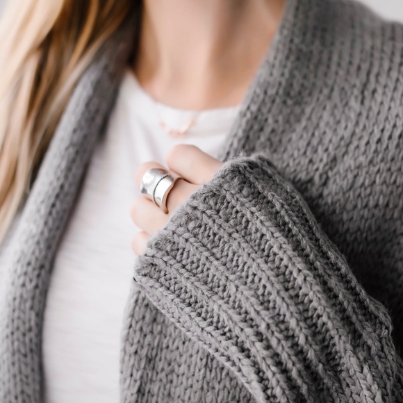 Long Gray Cozy Sweater Cardi - Picture 5 of 8